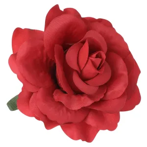 Dull Red Artificial Rose Flower Hair Clip Brooch Pin for Women Elegant Floral Accessory for Parties Weddings and Special Occasions