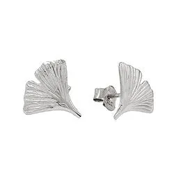 earrings ginkgo leaf 9k white gold