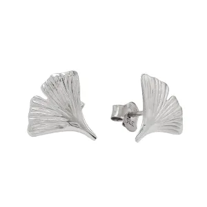earrings ginkgo leaf 9k white gold