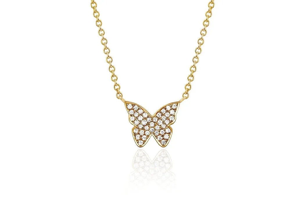 Ef Collection baby Diamond Butterfly Necklace