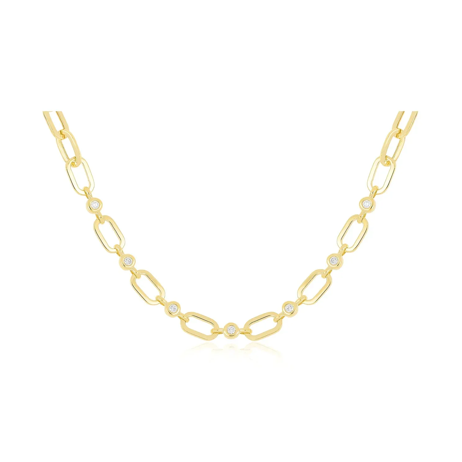 EF Collection Diamond Pillow Jumbo Link Chain Necklace