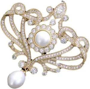 Elegant Brooch Pin for Women, Hat Bag Suit Dress Accessories Brooches Lapel Pins Crystal Pearl Boutonniere Rhinestone Scarf Shawl Costume Floral Brooches and Pins