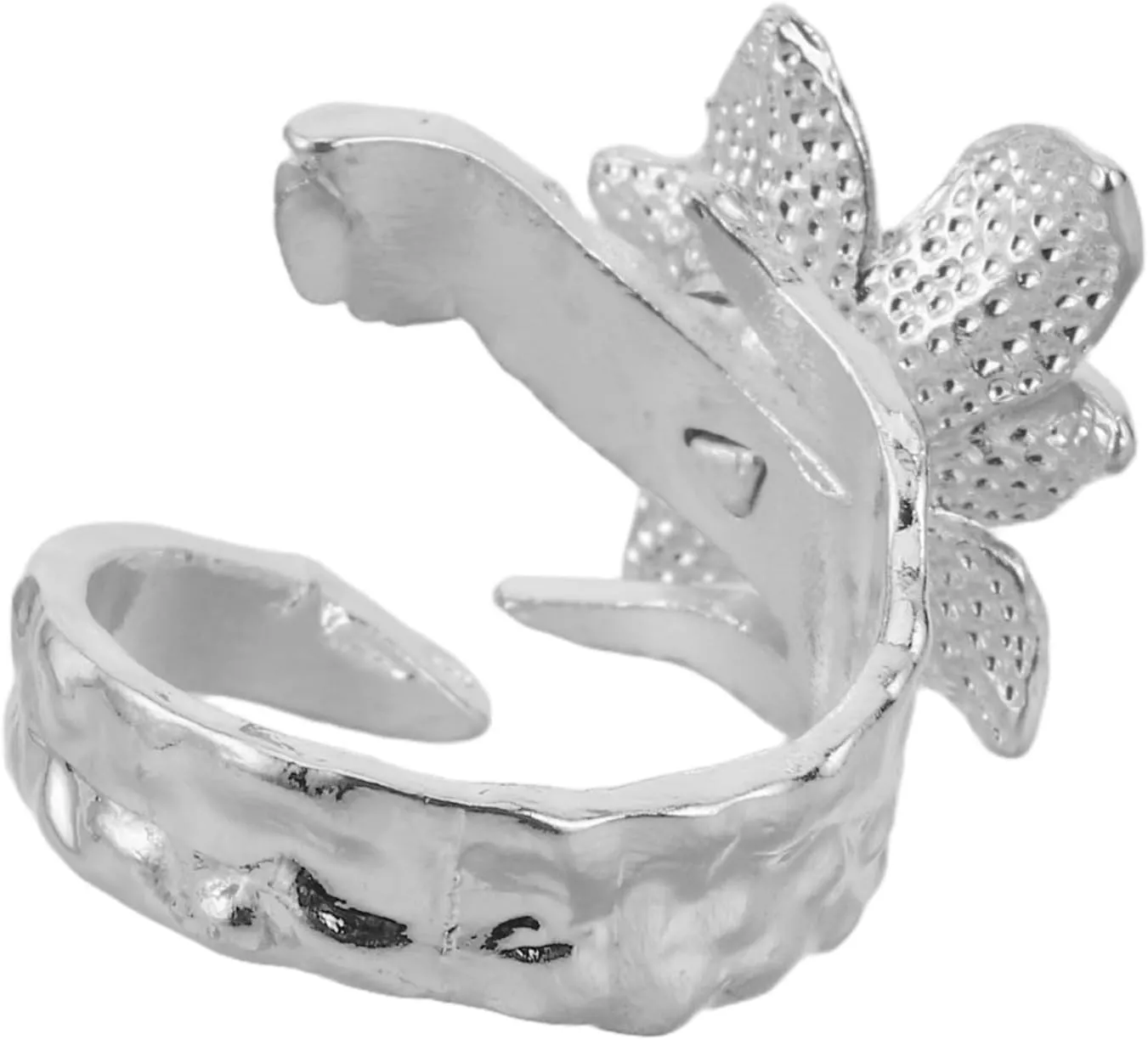 Elegant Day Ring Silver Adjustable for Women Minimalist Flower Jewelry