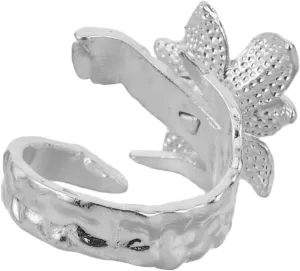 Elegant Day Ring Silver Adjustable for Women Minimalist Flower Jewelry