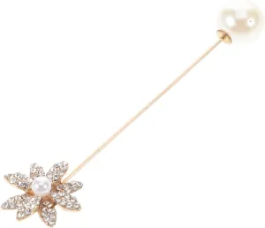 Elegant Pearl Brooch Pin with Rhinestones Decorative Flower Lapel Pin for Men and Women for Hats Suits Tuxedos Scarves and Coats Jewelry Accessory