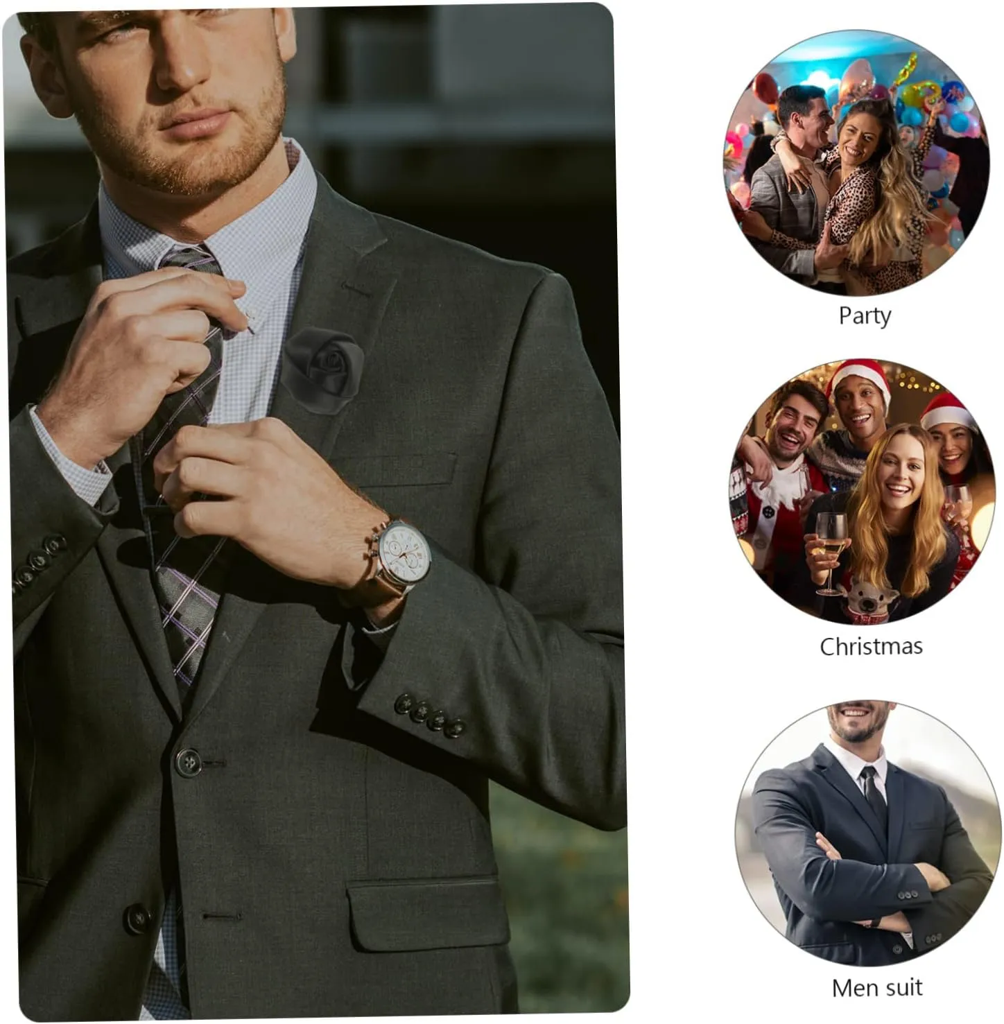 Elegant Rose Men Suit Boutonnieres Men Accessories Jewelry for Wedding Party
