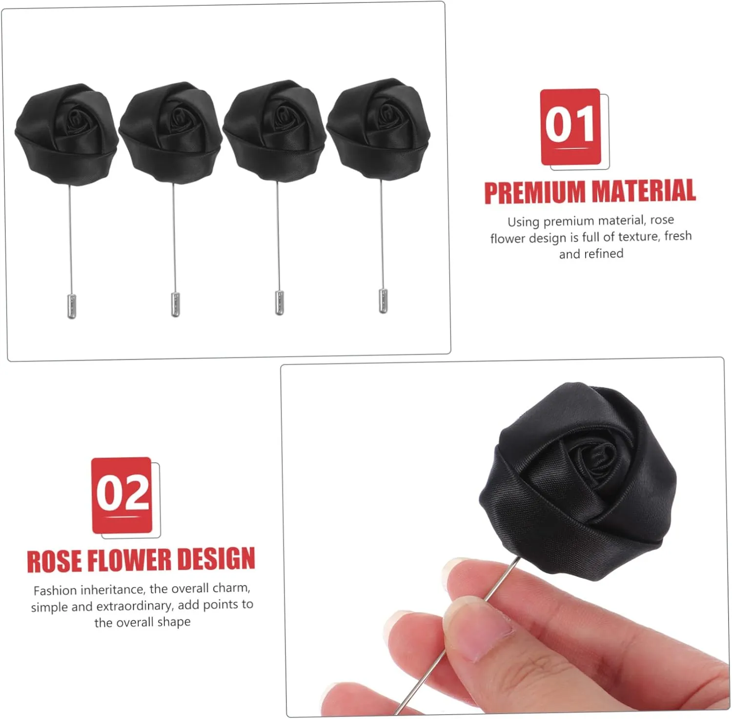 Elegant Rose Men Suit Boutonnieres Men Accessories Jewelry for Wedding Party