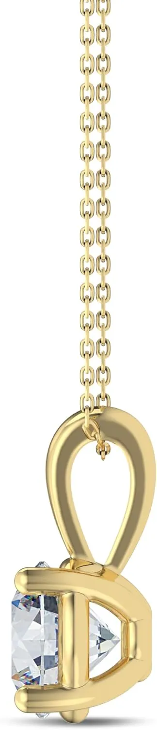 EternalDia IGI Certified 0.25Ct-3.00 Carat Diamond Color/Clarity F-VS2, 14K Gold 4 Prong Set Round-cut Lab Grown Diamond Solitaire Necklace Pendant Chain