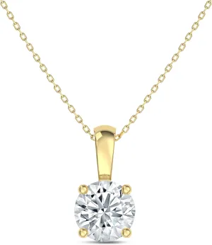 EternalDia IGI Certified 0.25Ct-3.00 Carat Diamond Color/Clarity F-VS2, 14K Gold 4 Prong Set Round-cut Lab Grown Diamond Solitaire Necklace Pendant Chain