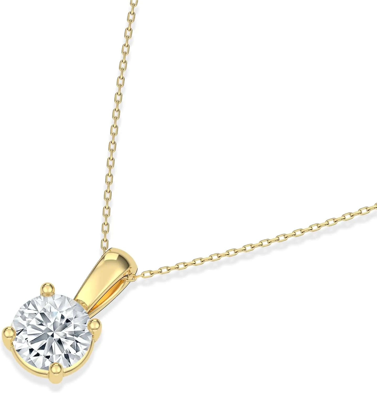 EternalDia IGI Certified 0.25Ct-3.00 Carat Diamond Color/Clarity F-VS2, 14K Gold 4 Prong Set Round-cut Lab Grown Diamond Solitaire Necklace Pendant Chain