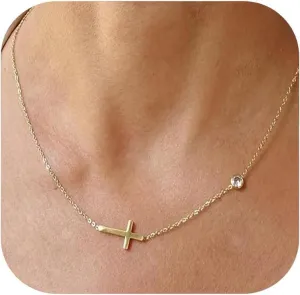 Exceptional Standard Cross Necklace for Women, Dainty Gold Small Cross Necklace, Flawless Offering of Gold Cross Pendant, Non-Tarnish Present for Faith