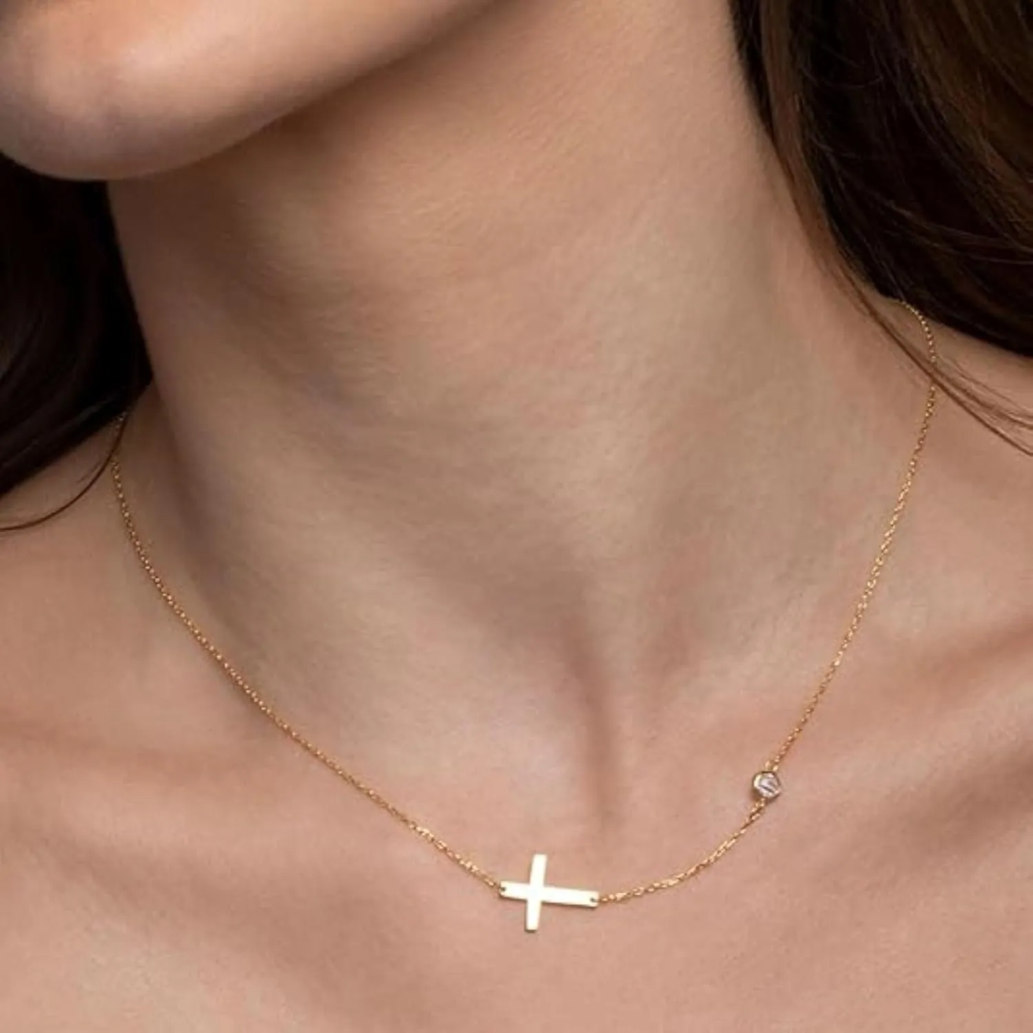 Exceptional Standard Cross Necklace for Women, Dainty Gold Small Cross Necklace, Flawless Offering of Gold Cross Pendant, Non-Tarnish Present for Faith