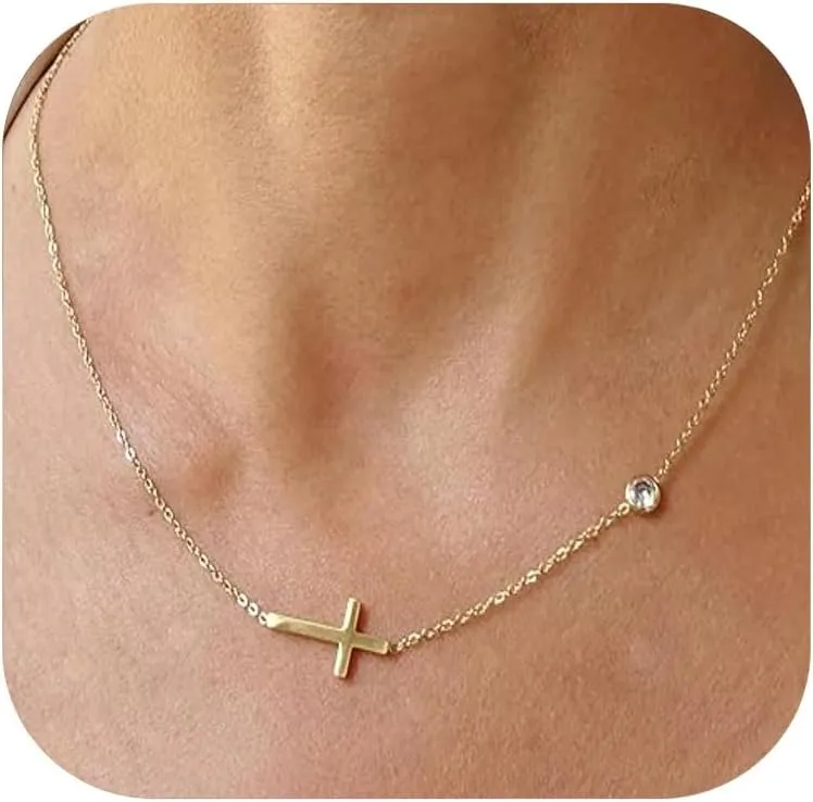 Exceptional Standard Cross Necklace for Women, Dainty Gold Small Cross Necklace, Flawless Offering of Gold Cross Pendant, Non-Tarnish Present for Faith