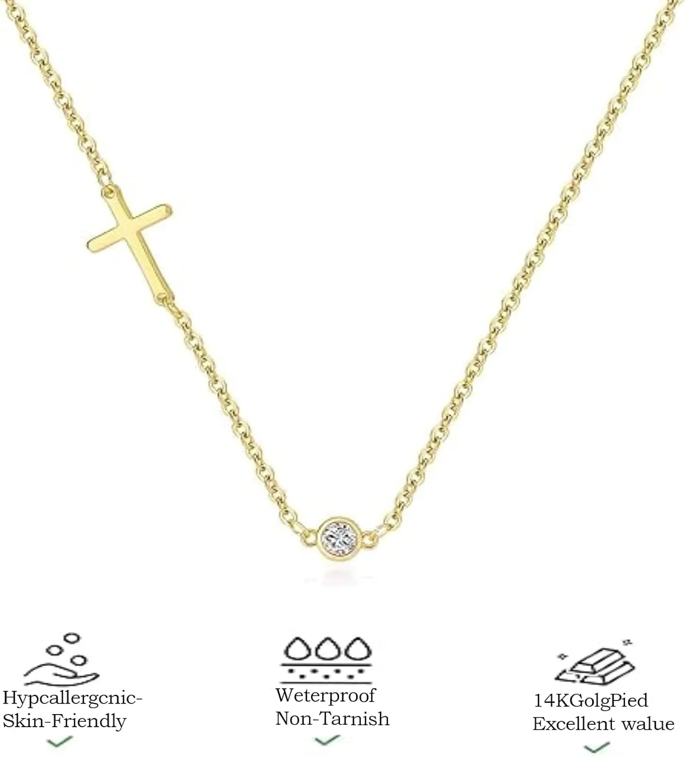 Exceptional Standard Cross Necklace for Women, Dainty Gold Small Cross Necklace, Flawless Offering of Gold Cross Pendant, Non-Tarnish Present for Faith