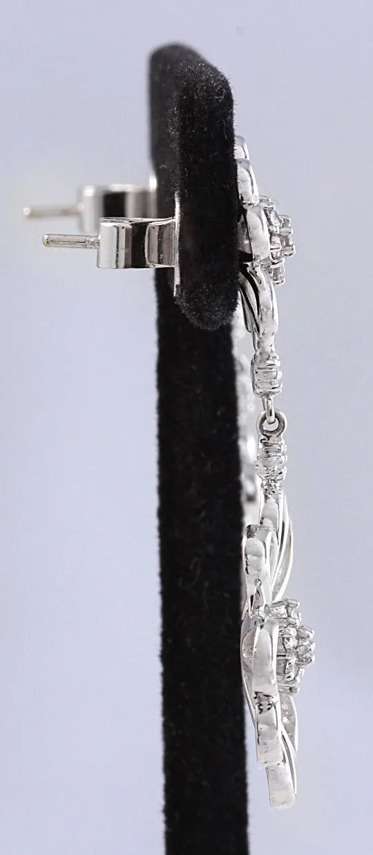 Exquisite .85 Carats Natural Diamond 18K Solid White Gold Earrings