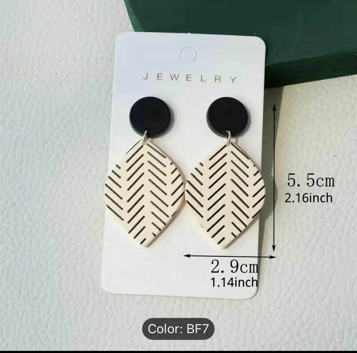 Exquisite black and white polymer clay rhombus-shaped earrings, limited stock