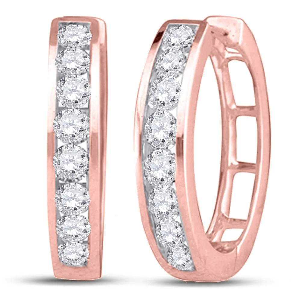 Exquisite Brilliance: 10kt Rose Gold Diamond Hoop Earrings
