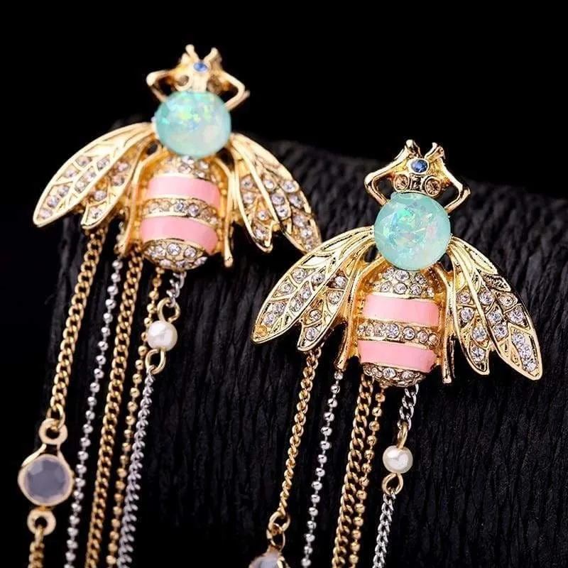 Exquisite Crystal Bee Earrings