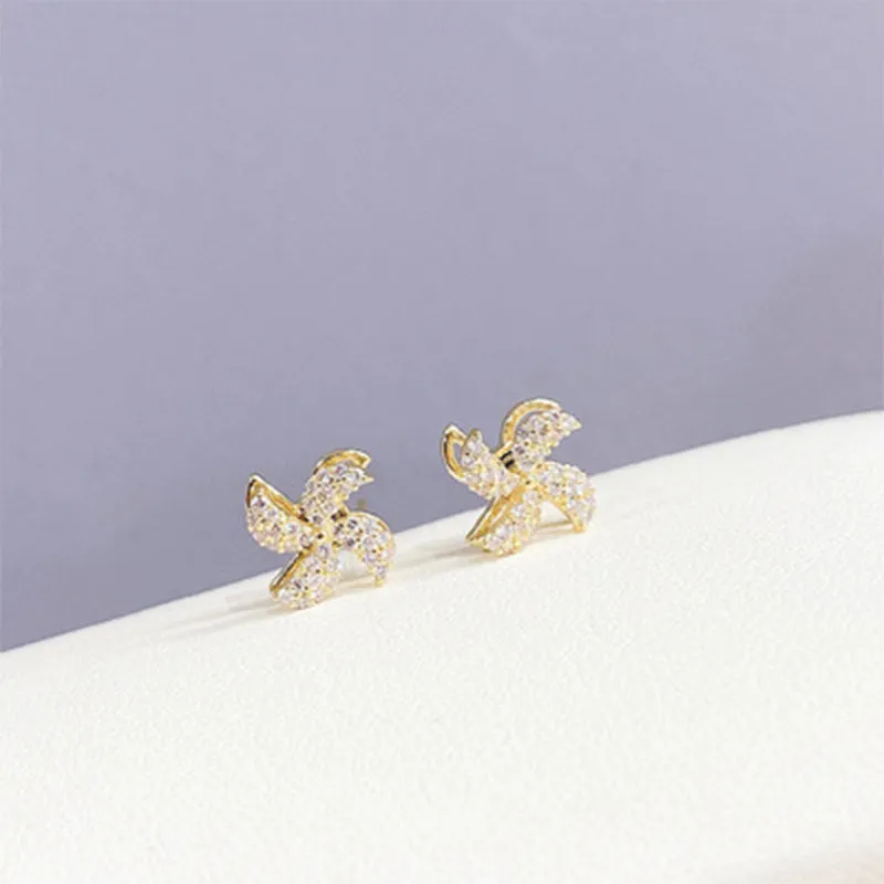 Exquisite Crystal Rotating Windmill Earrings