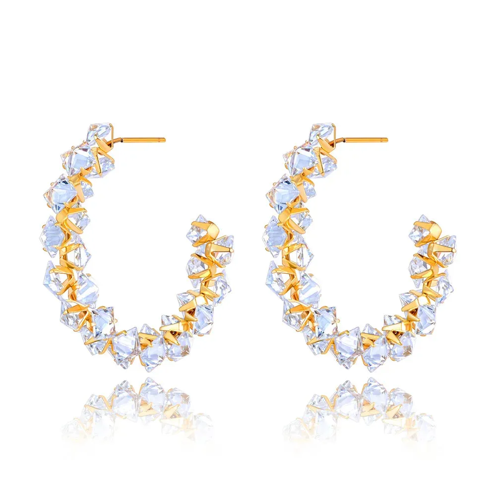 Exquisite Cubic Zirconia Gorgeous Hoop Huggie Earrings For Women