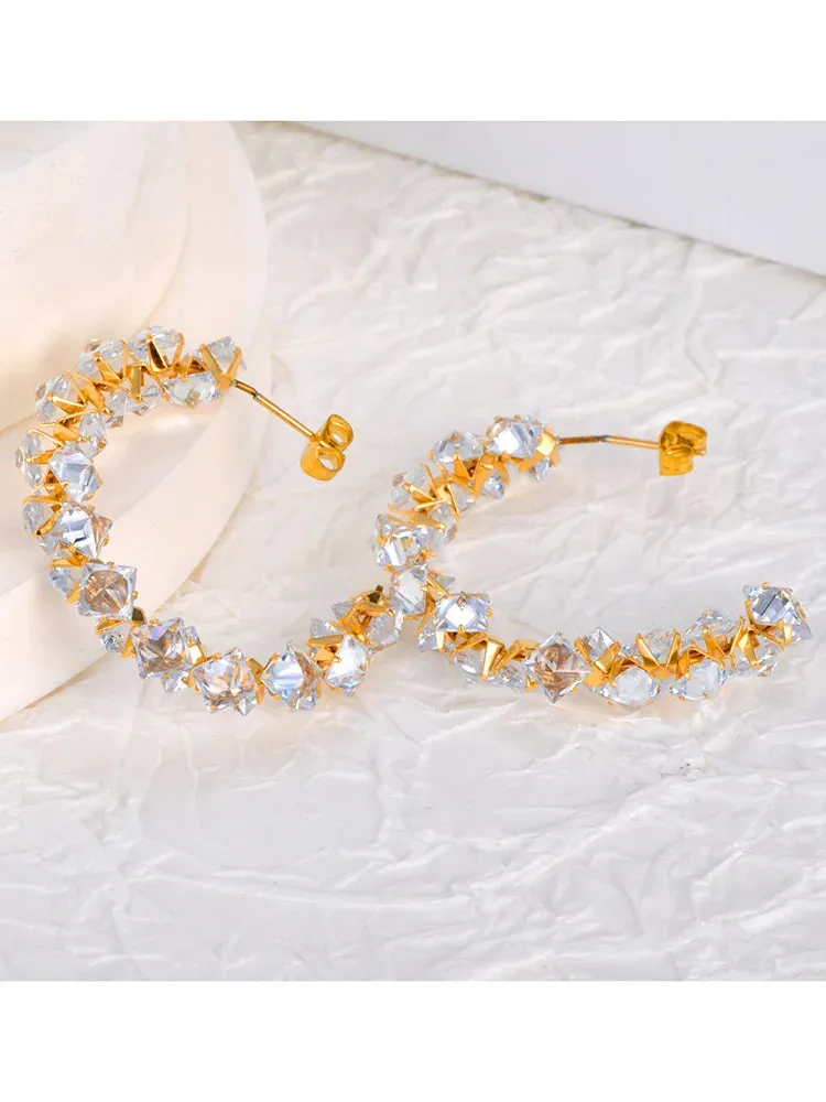 Exquisite Cubic Zirconia Gorgeous Hoop Huggie Earrings For Women