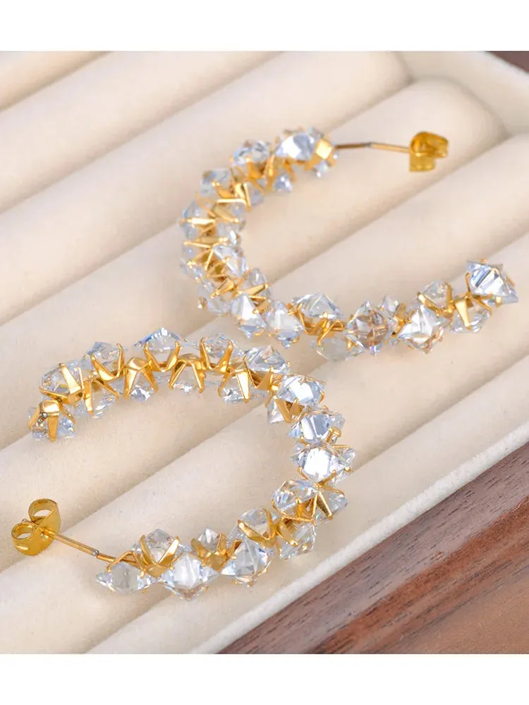 Exquisite Cubic Zirconia Gorgeous Hoop Huggie Earrings For Women