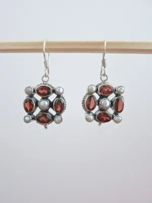 Exquisite garnet and pearl earrings