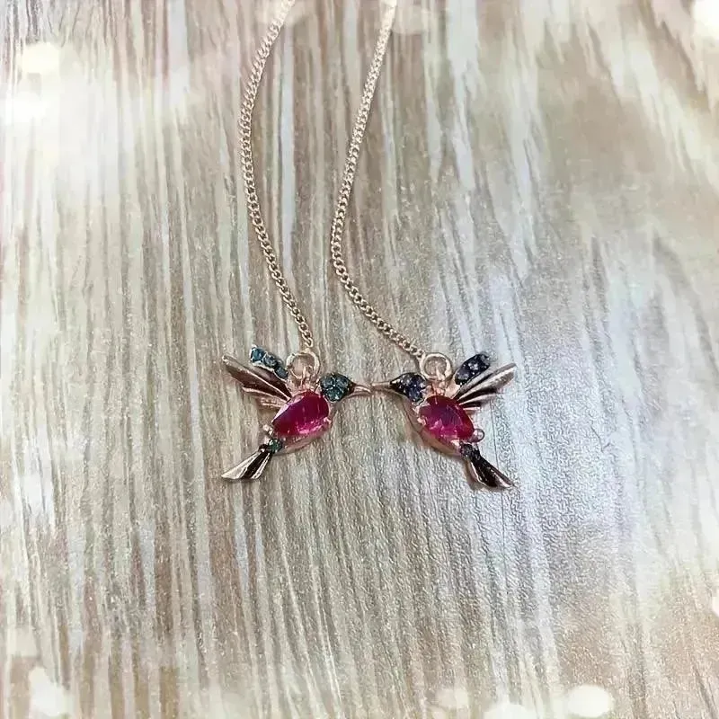 Exquisite Hummingbird Design Dangle Earrings