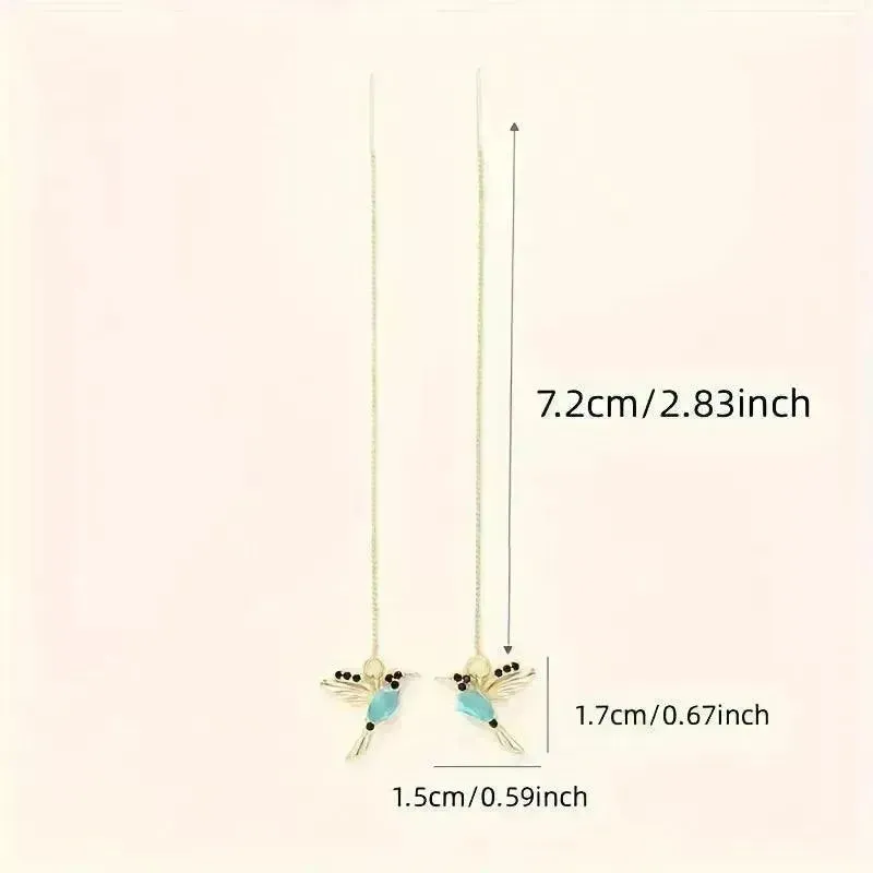 Exquisite Hummingbird Design Dangle Earrings