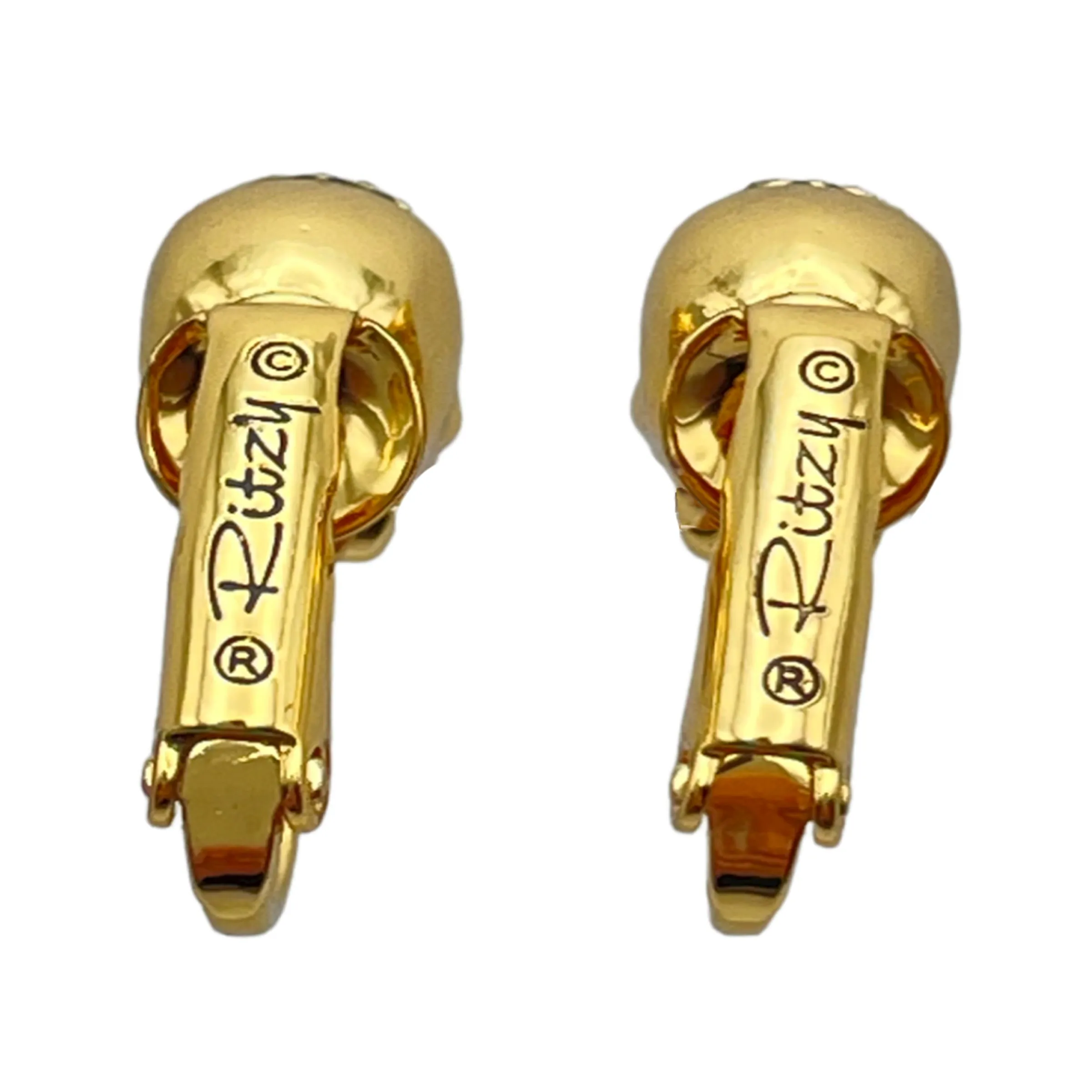 Exquisite Skull Halloween Leverback Earrings Ritzy Couture DeLuxe 18k Gold Plate