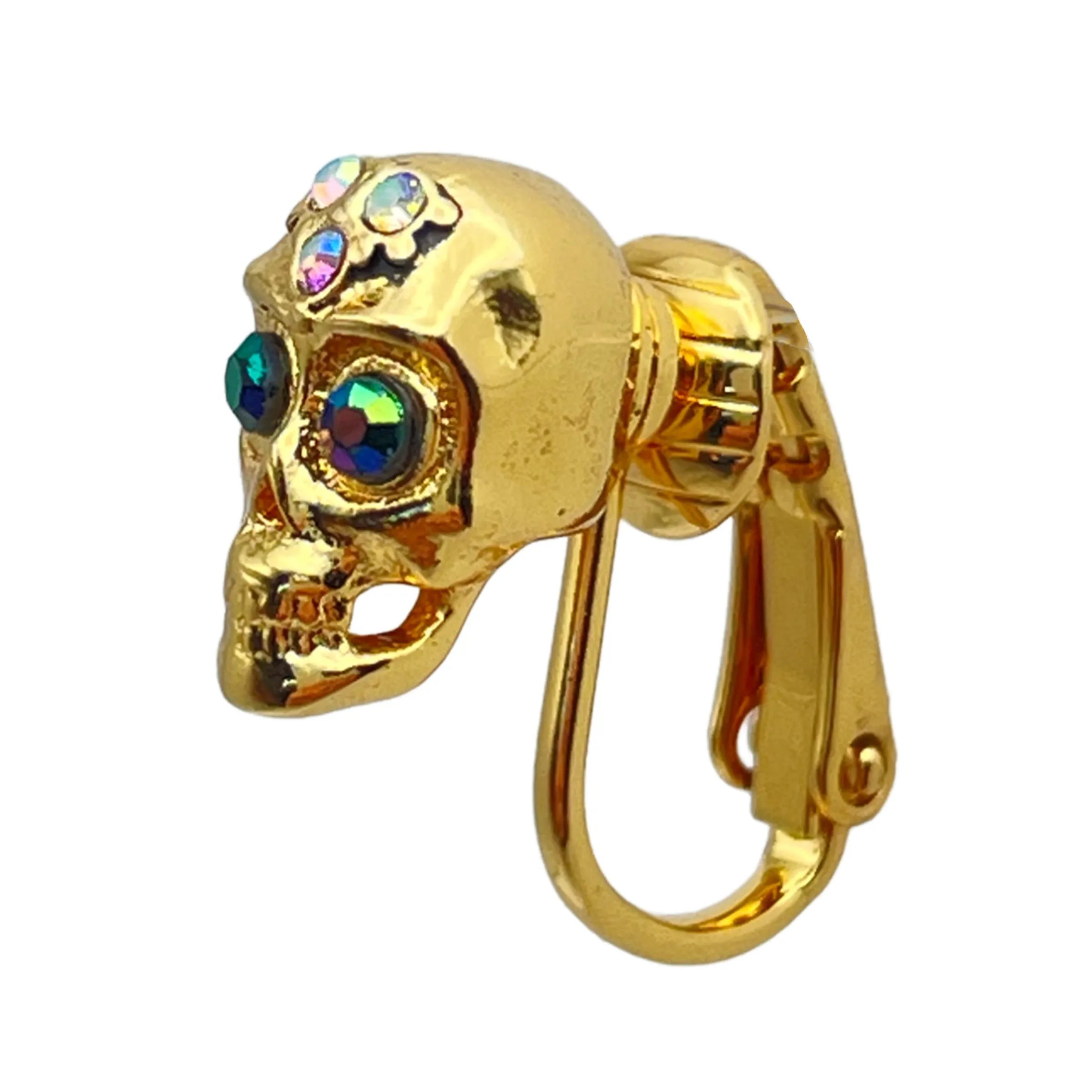 Exquisite Skull Halloween Leverback Earrings Ritzy Couture DeLuxe 18k Gold Plate