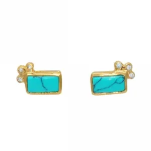 Exquisite Turquoise Gold Plated Post Earrings