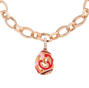 Faberge Rococo Gold Diamond Rose Enamel Charm