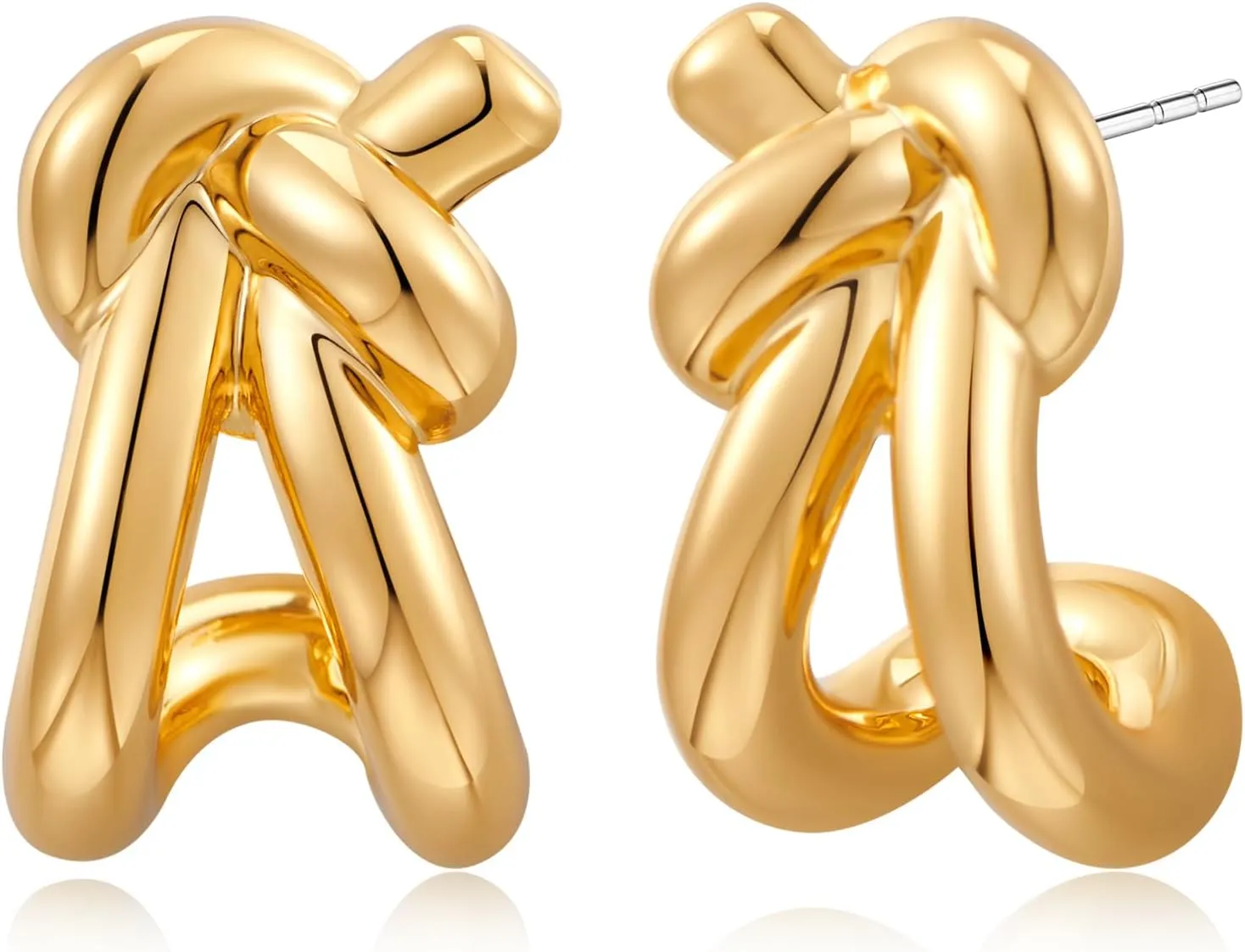 FAMARINE Gold Knot Stud Earrings for Women Statement Earrings Fashion Jewelry