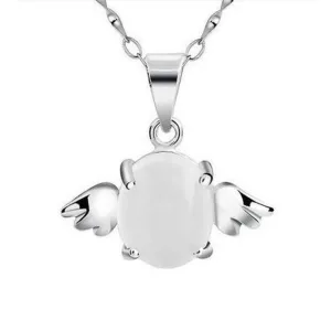 Fashion Angel Wings Natural Stone Pendant Necklaces