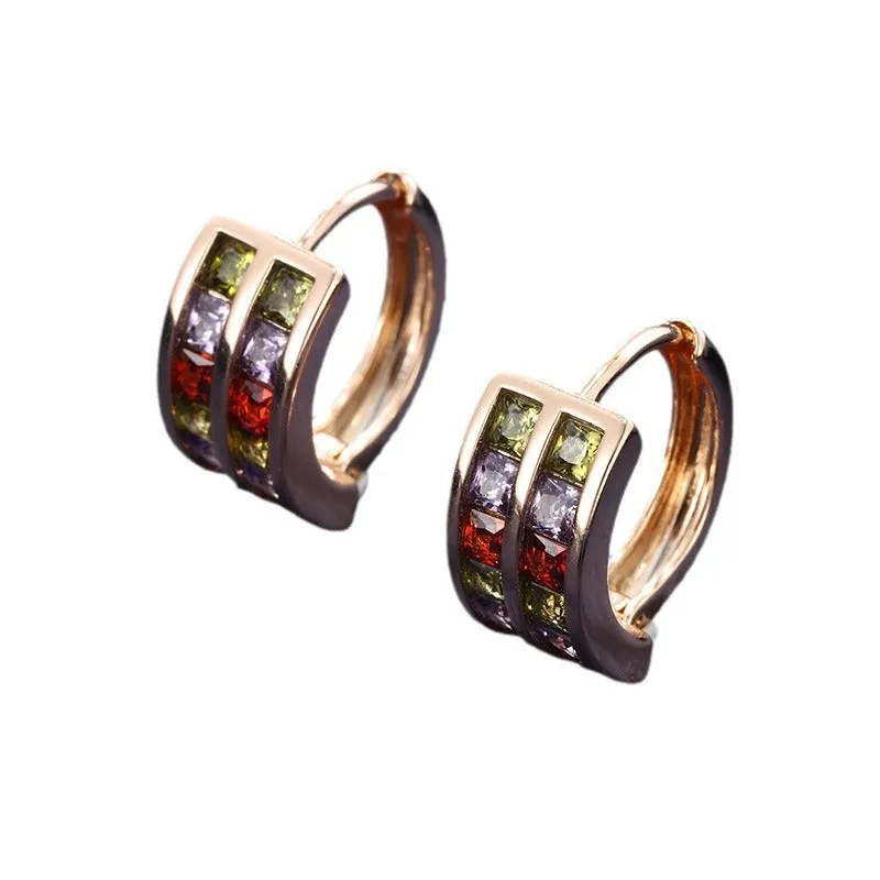 Fashionable Colorful Diamond Earrings