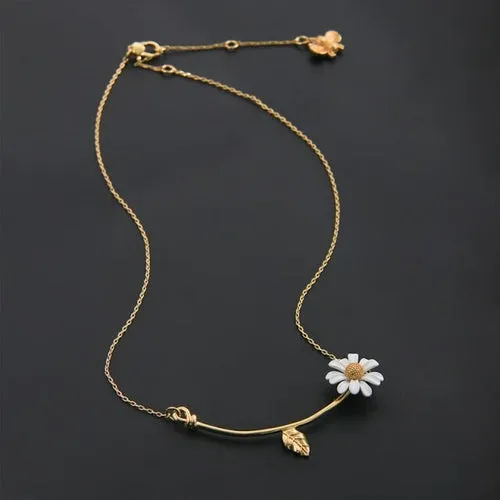 FFLACELL New Asymmetric White Enamel Daisy Flower bracelet Vintage