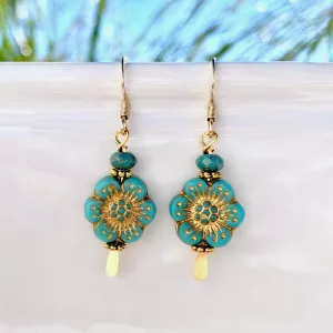 Flower Earrings - 6 Colors: Turquoise