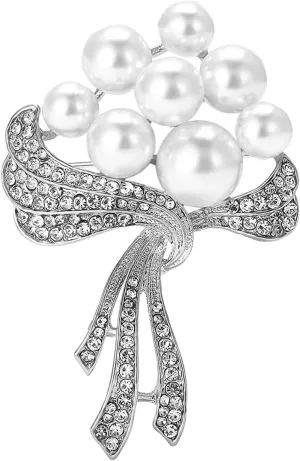 Flower Pearl Brooches and Pins for WomenDainty Fashion Elegant Vintage Flower Pearl Brooches for Wedding Bridal Bow Floral Pin Clothing Bag Scarf Decoration Accessories