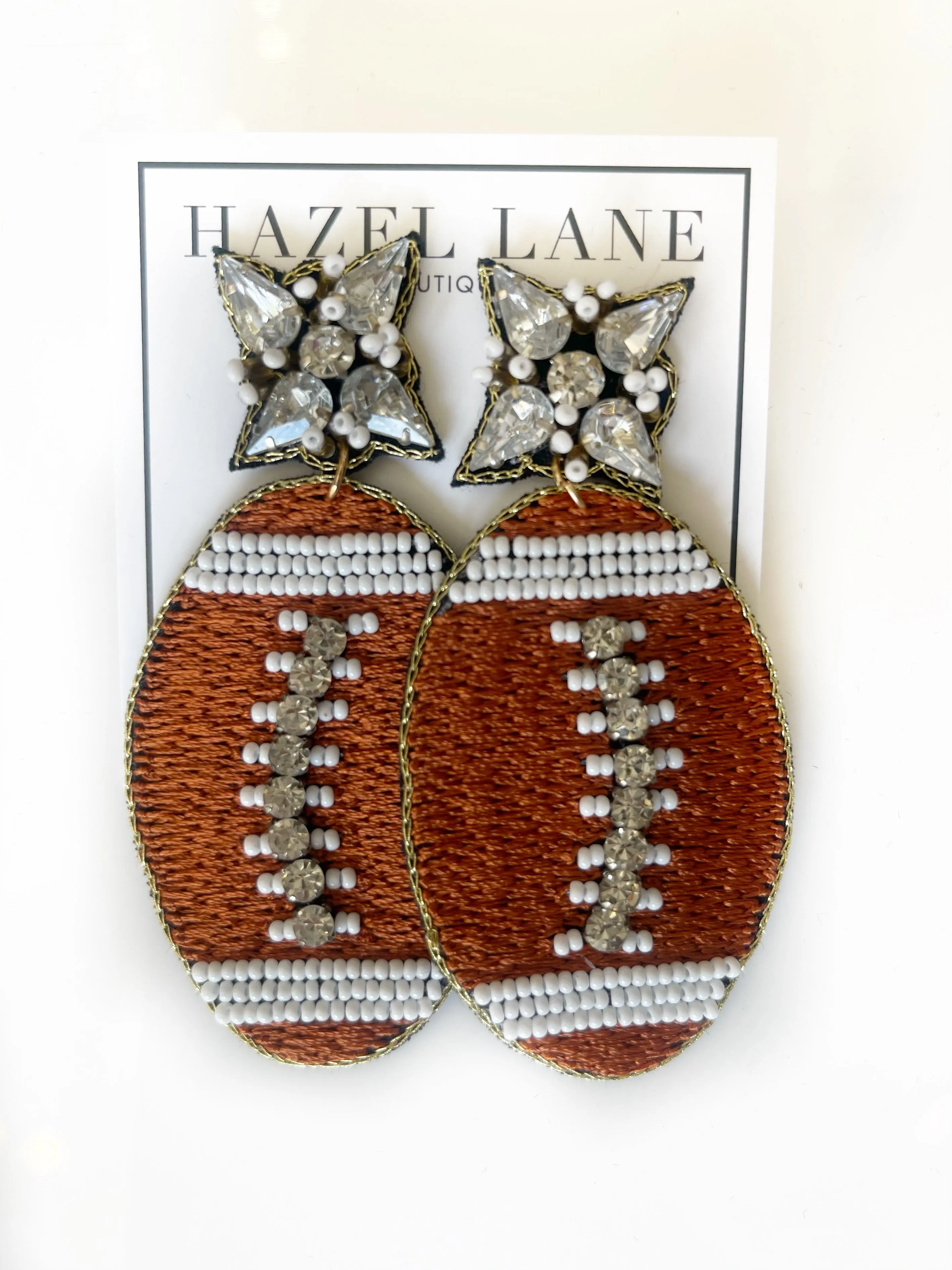 Football Star Earrings- Light Brown