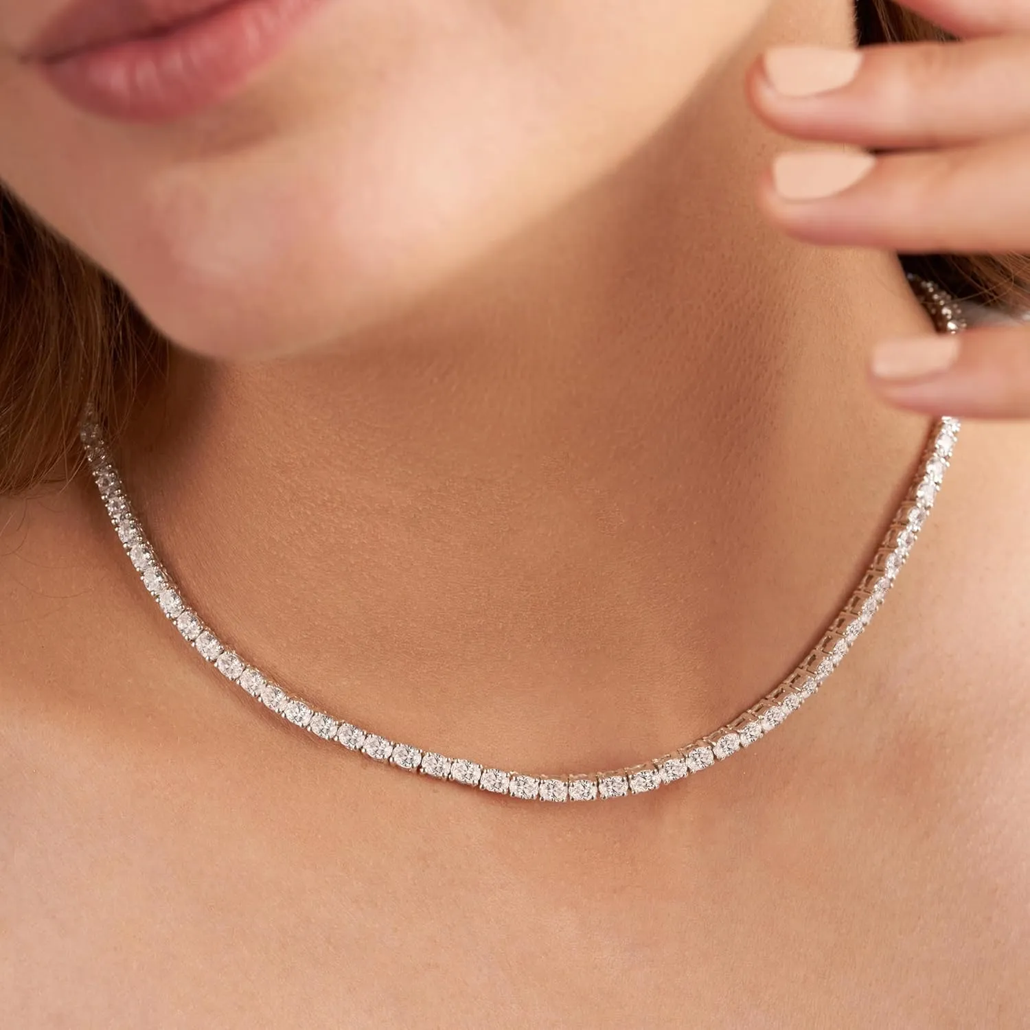 FRIENDLY DIAMONDS 5 Carat - 25 Carat IGI Certified Lab Grown Diamond Tennis Necklace | 14K Gold Or Platinum | FG - VS1 Or VS2 Quality Necklace