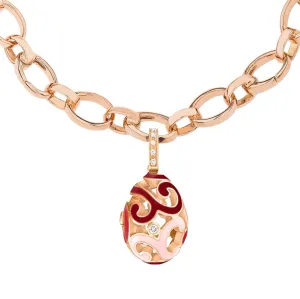 FRococo Gold .14ct Diamond Rose Enamel Charm