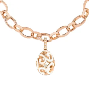 FRococo Rose Gold Diamond White Enamel Charm