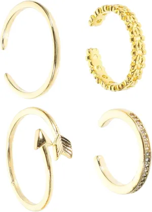 Gatuida 4pcs Adjustable Women Rings Dainty Metal Finger Jewelry with Unique Design for Parties Birthdays and Daily Wear and Material present Ready