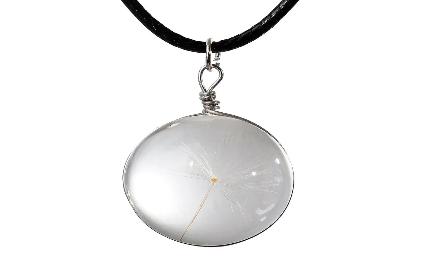 Glass Ball Plant Flower Crystal Pendant Necklace