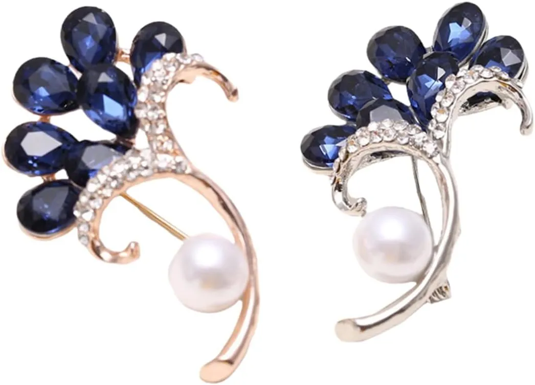 Glass Brooch Pearl Brooch Boutonniere Pin Miss Corsage Jewelry Brooches Blue Crystal Brooch Flower Petal