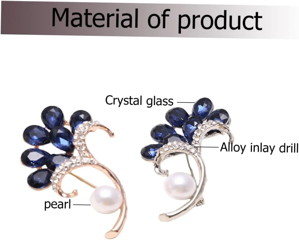 Glass Brooch Pearl Brooch Boutonniere Pin Miss Corsage Jewelry Brooches Blue Crystal Brooch Flower Petal