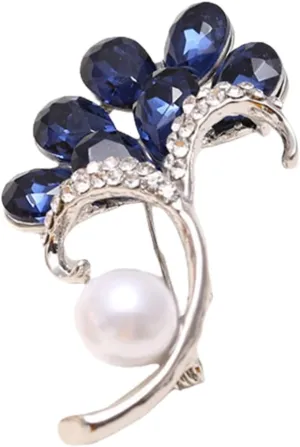 Glass Brooch Pearl Brooch Boutonniere Pin Miss Corsage Jewelry Brooches Blue Crystal Brooch Flower Petal