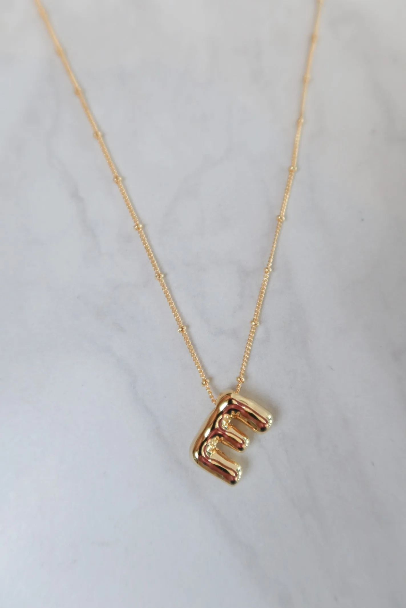 Gold Bubble Initial Necklace