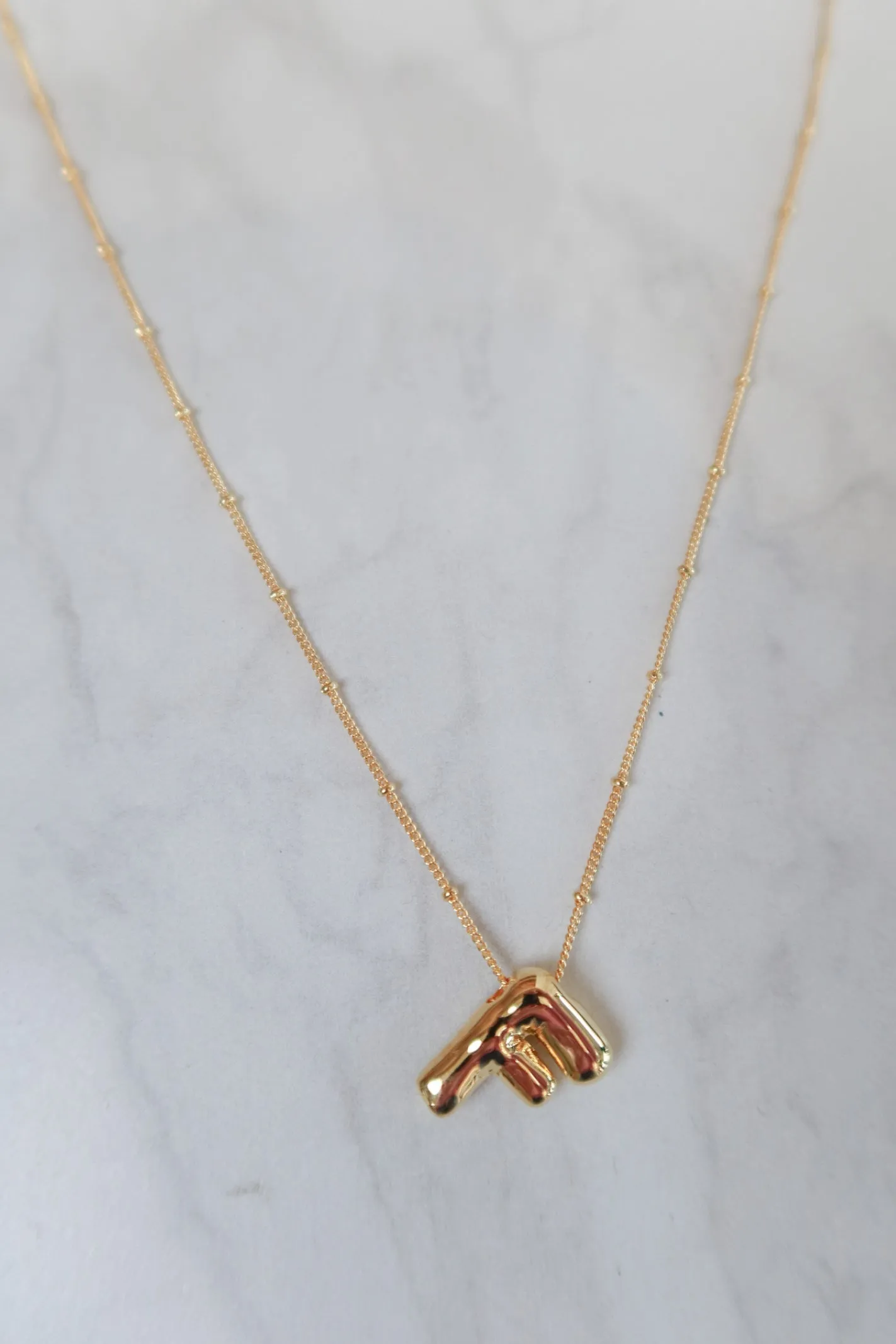 Gold Bubble Initial Necklace
